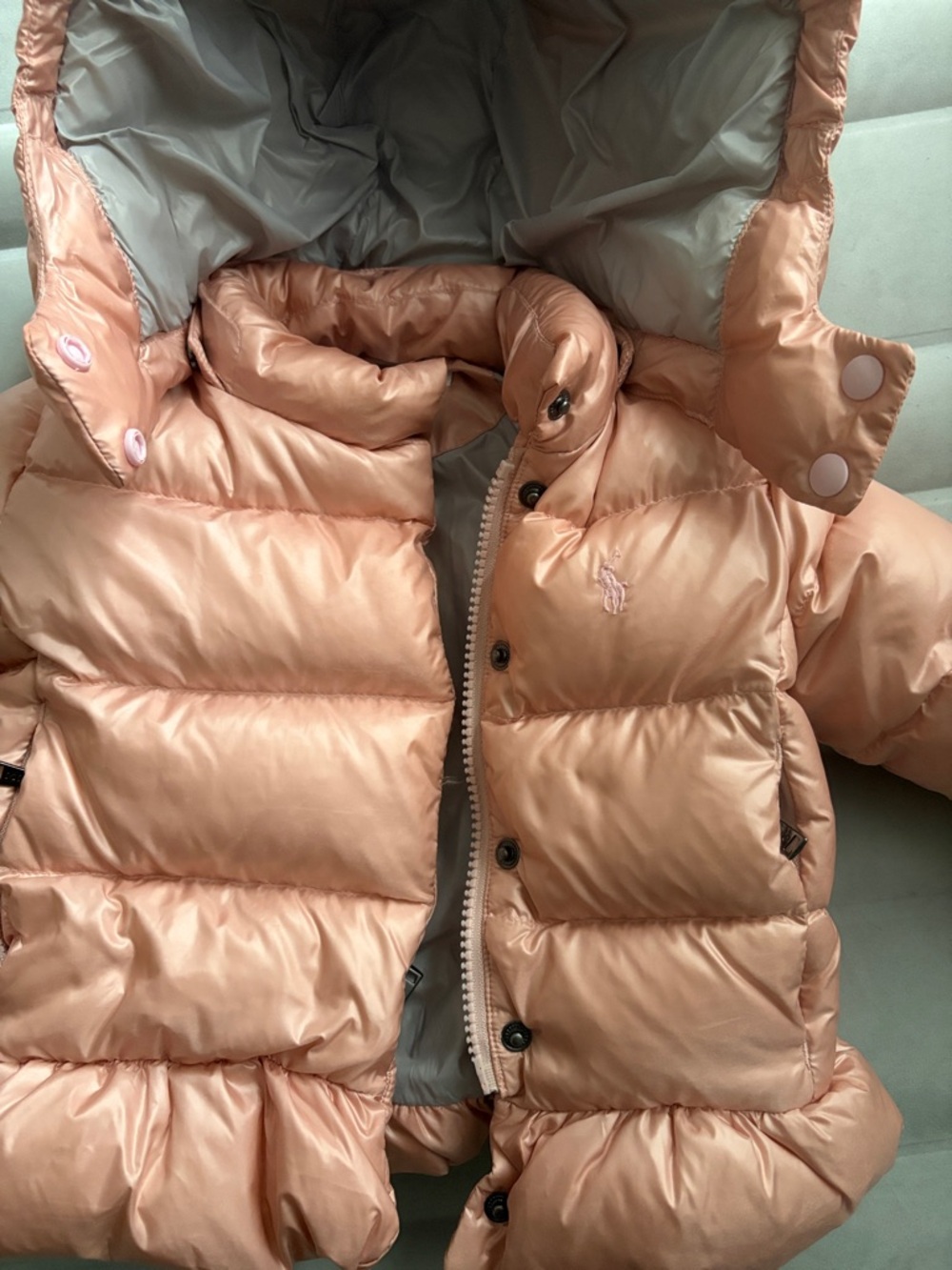 Ralph Lauren Peach Quilted Hooded Puffer Jacket for Kids